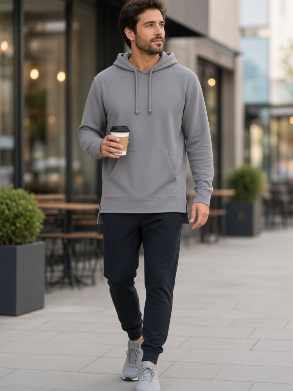 M. Singer Men Gray Chrome Hoody Casual Relaxed Pullover Sweatshirt USA XL